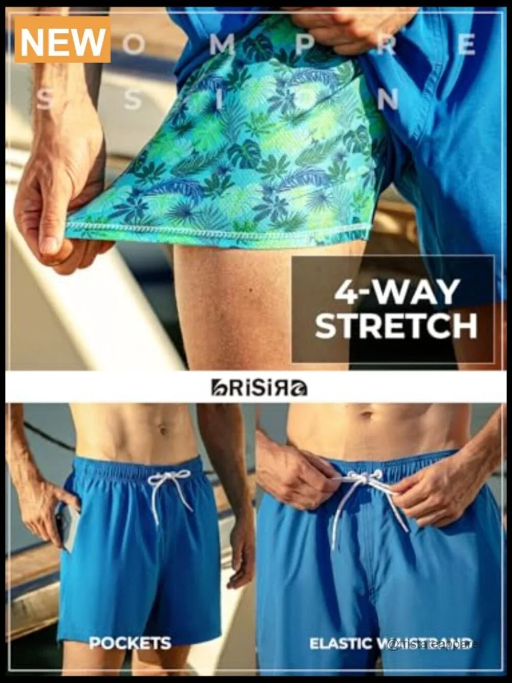 Mens Swim Trunks with Compression Liner 5 Inch Inseam Quick Dry UPF 50+